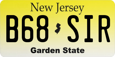 NJ license plate B68SIR