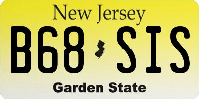 NJ license plate B68SIS