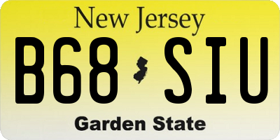 NJ license plate B68SIU