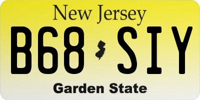 NJ license plate B68SIY