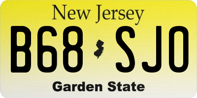 NJ license plate B68SJO