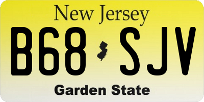 NJ license plate B68SJV