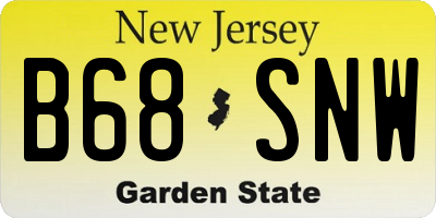 NJ license plate B68SNW