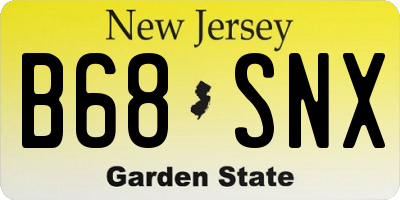 NJ license plate B68SNX