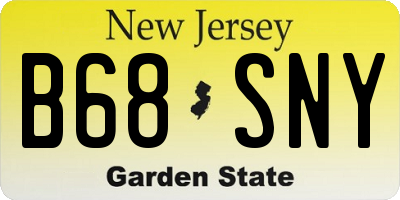 NJ license plate B68SNY