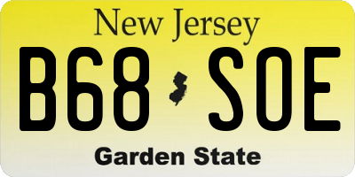 NJ license plate B68SOE