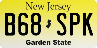 NJ license plate B68SPK