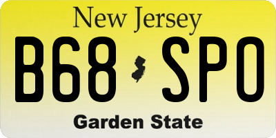 NJ license plate B68SPO