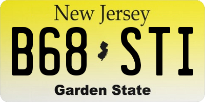 NJ license plate B68STI