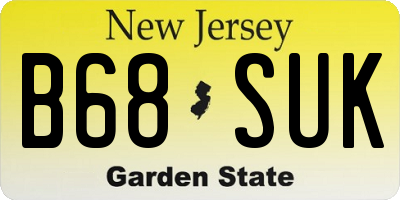 NJ license plate B68SUK