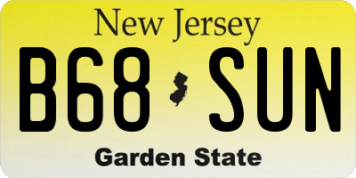 NJ license plate B68SUN