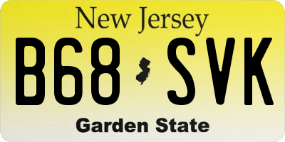 NJ license plate B68SVK