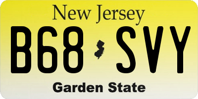 NJ license plate B68SVY