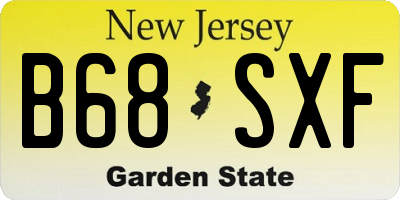 NJ license plate B68SXF