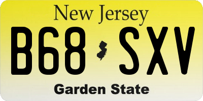 NJ license plate B68SXV
