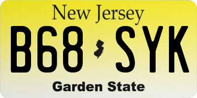 NJ license plate B68SYK