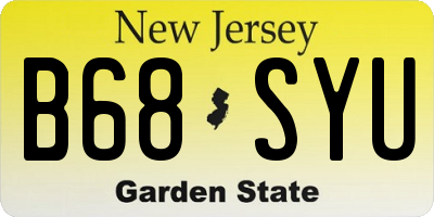 NJ license plate B68SYU