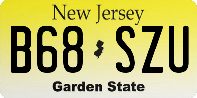 NJ license plate B68SZU