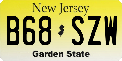 NJ license plate B68SZW