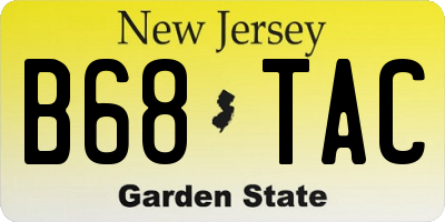 NJ license plate B68TAC