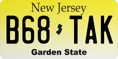 NJ license plate B68TAK