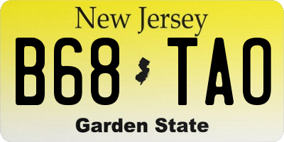 NJ license plate B68TAO