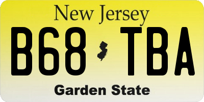 NJ license plate B68TBA
