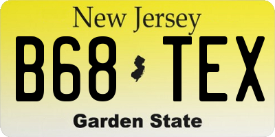 NJ license plate B68TEX