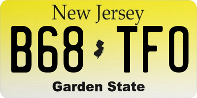 NJ license plate B68TFO