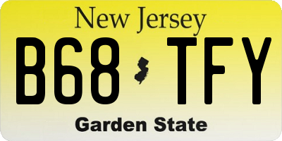 NJ license plate B68TFY