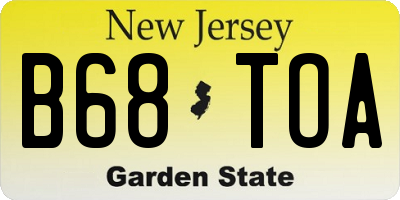 NJ license plate B68TOA