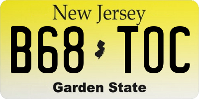 NJ license plate B68TOC