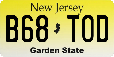 NJ license plate B68TOD