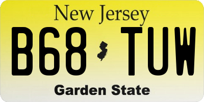 NJ license plate B68TUW
