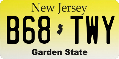 NJ license plate B68TWY