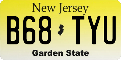 NJ license plate B68TYU