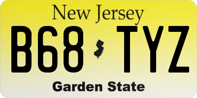 NJ license plate B68TYZ