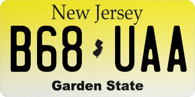NJ license plate B68UAA