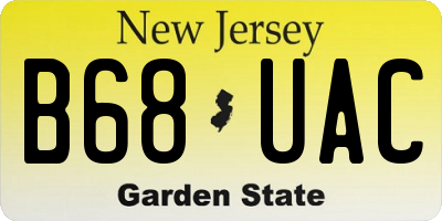 NJ license plate B68UAC