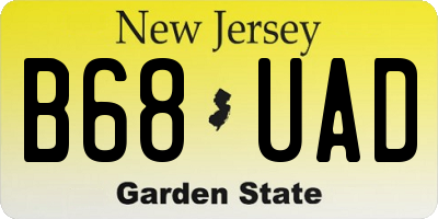 NJ license plate B68UAD