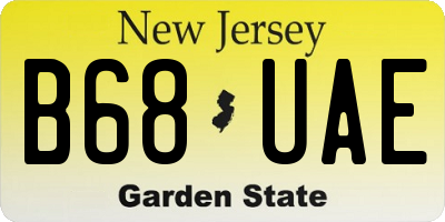 NJ license plate B68UAE