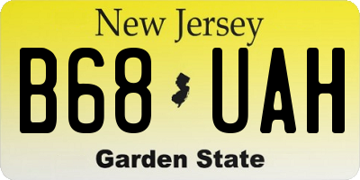 NJ license plate B68UAH