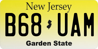NJ license plate B68UAM
