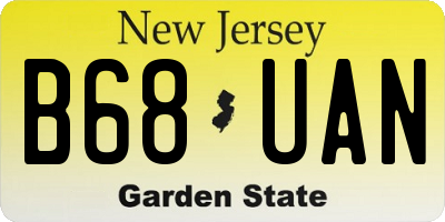 NJ license plate B68UAN