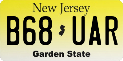 NJ license plate B68UAR