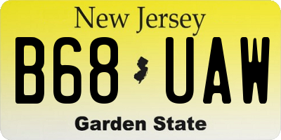 NJ license plate B68UAW