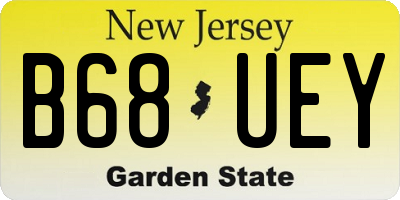 NJ license plate B68UEY