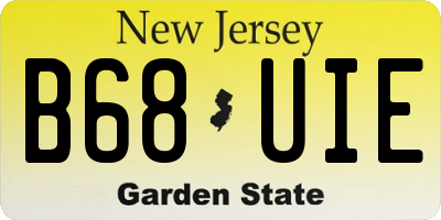 NJ license plate B68UIE