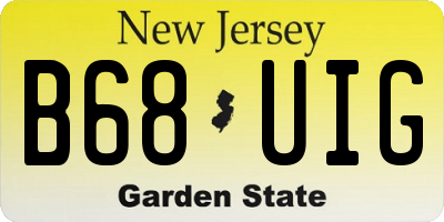 NJ license plate B68UIG