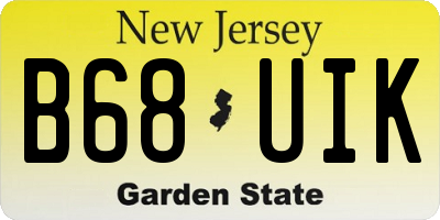 NJ license plate B68UIK